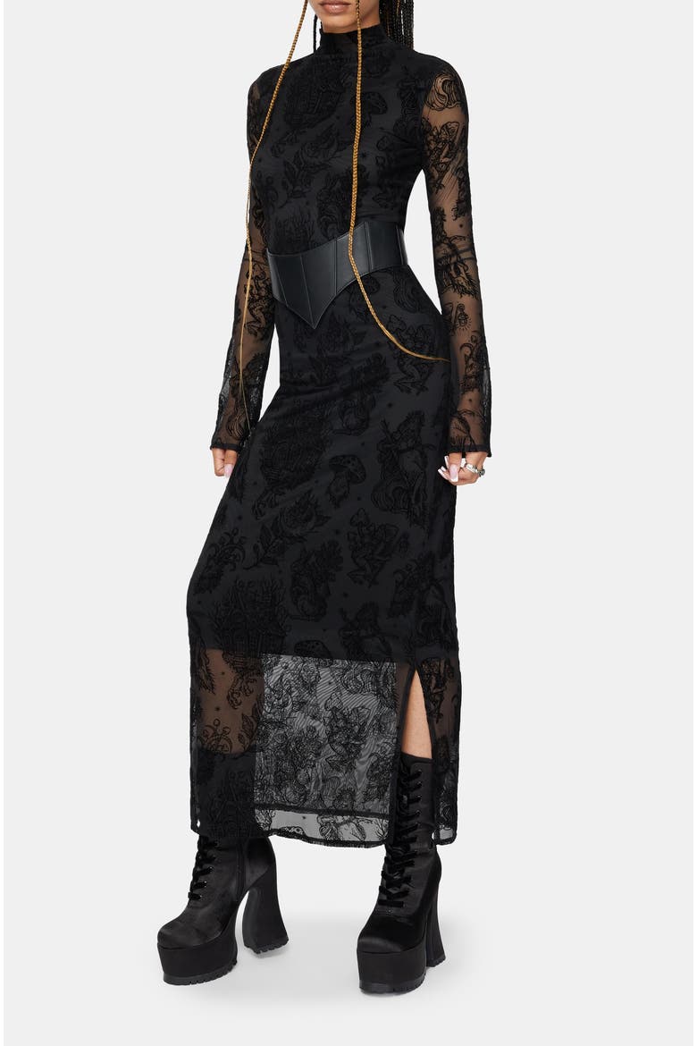 Hexborn Baba Yaga High Neck Maxi Dress, Alternate, color, Black