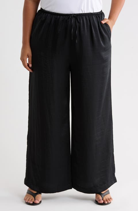 Textured Satin Drawstring Pants