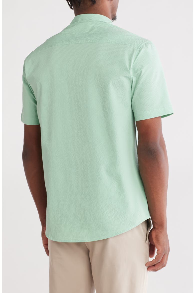 Hybrid Seersucker Short Sleeve Button-Down Shirt, Alternate, color, CELADON
