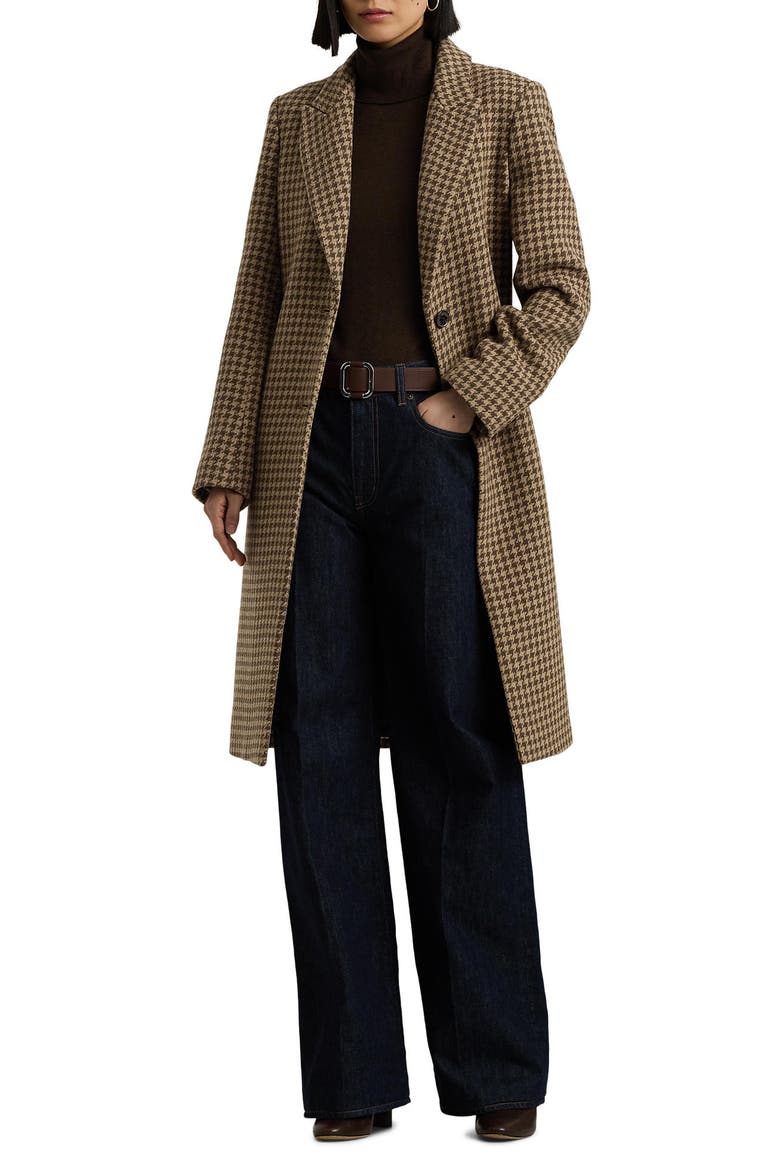 Houndstooth Coat, Main, color, CAMEL/ COGNAC