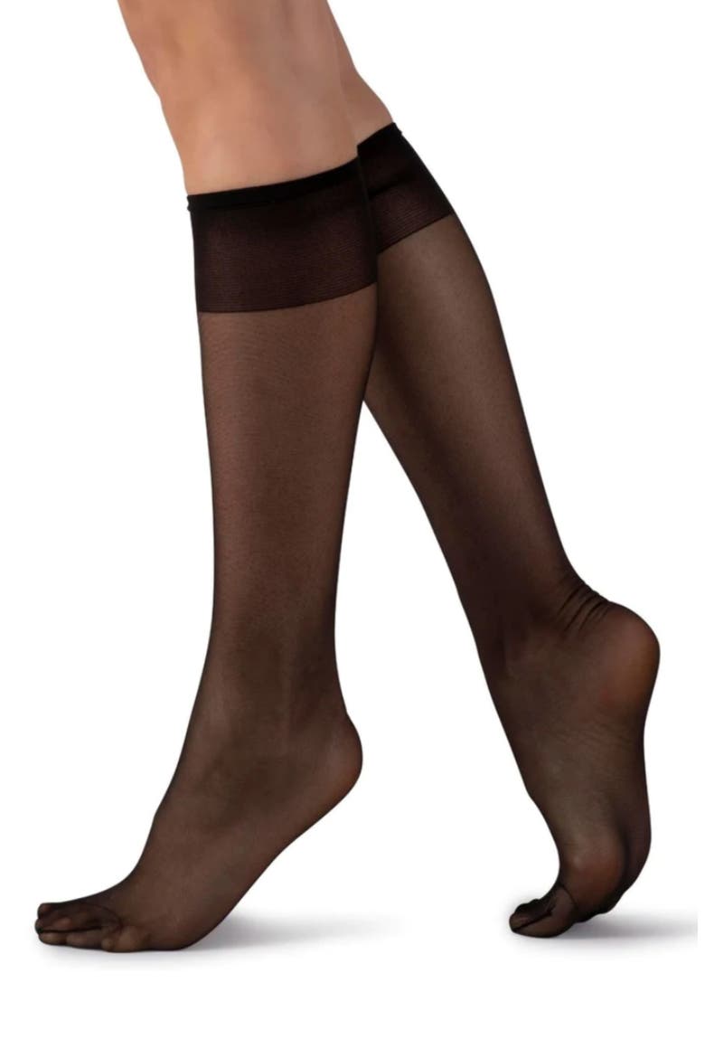 2-Pack Lustrous Silky Sheer Knee-High Socks, Alternate, color, BLACK