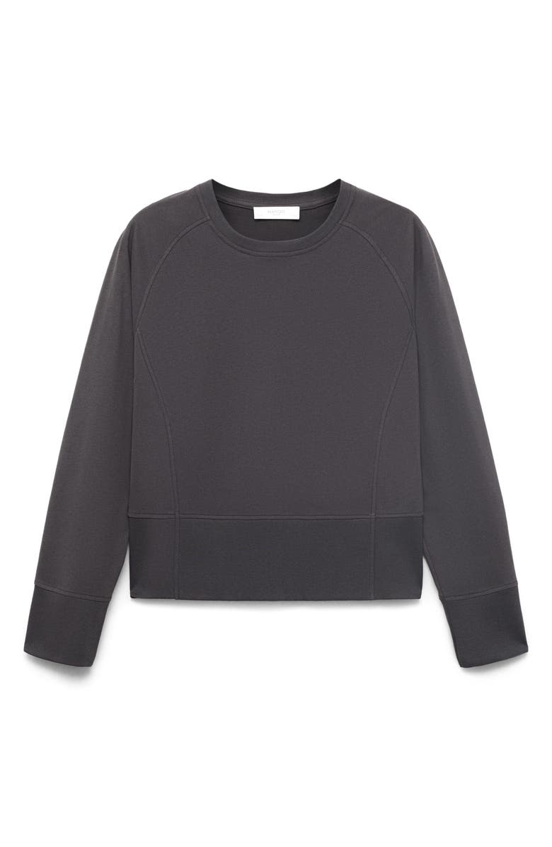 MANGO Fluid Cotton Sweatshirt, Alternate, color, Charcoal
