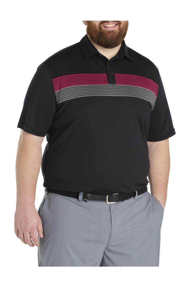 Reebok Big & Tall Colorblocked Striped Polo Shirt, Main, color, Very Berry