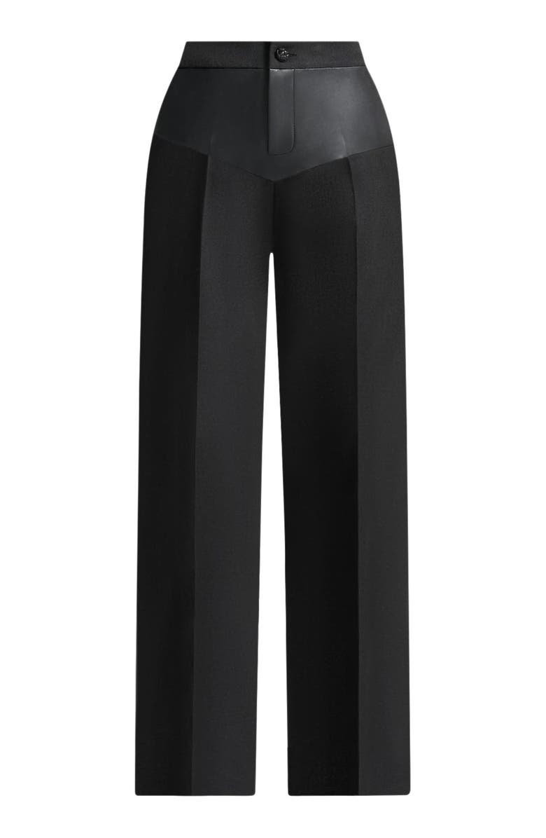 Manière De Voir Blanche Leather Panel Tailored Trousers, Alternate, color, Black