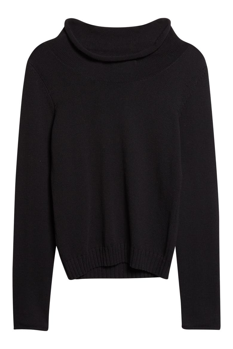 Teo Cowl Neck Cotton Sweater, Alternate, color, BLACK