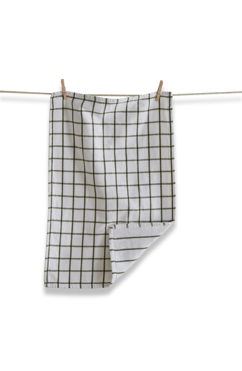 tag Classic Reversible Olive Green Windowpane Cotton Dishtowel, Main, color, Green