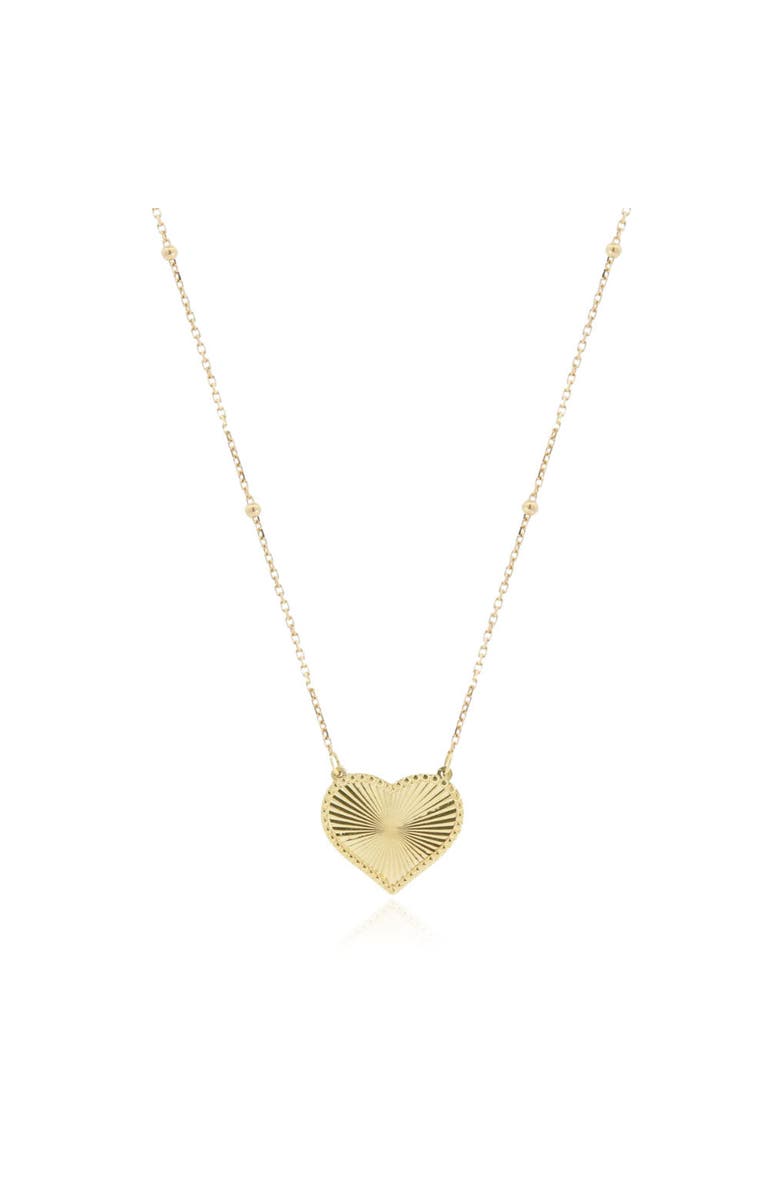 The Lovery Fine Jewelry Fluted Gold Single Heart Necklace, Main, color, Yellow Gold