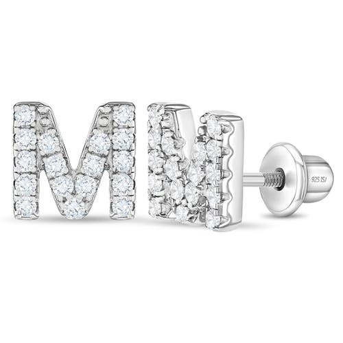 In Season Jewelry Cubic Zirconia Letter Initial Earrings In Letter M