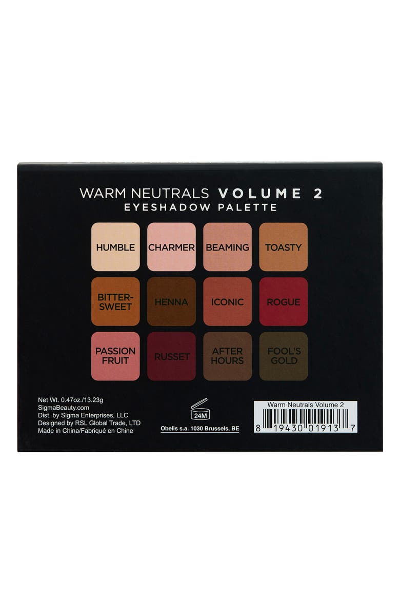 Sigma Beauty Warm Neutrals Volume 2 Palette, Alternate, color, 