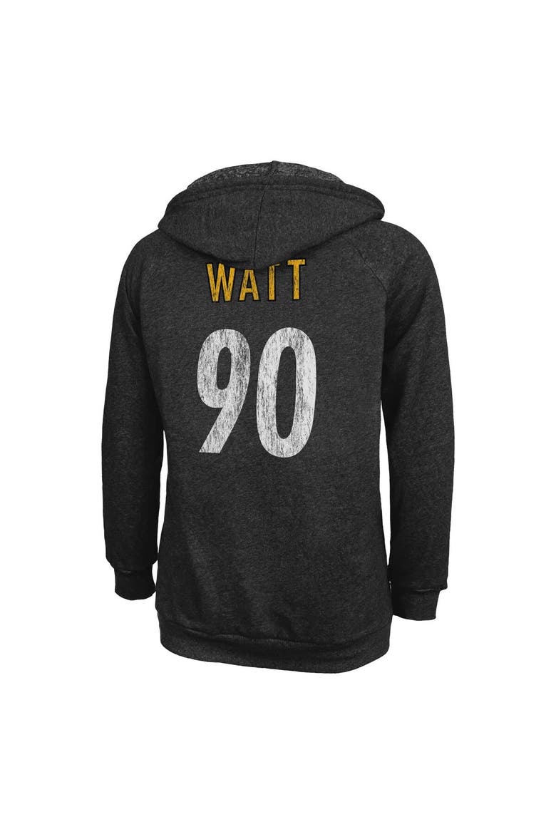 Women's Majestic Threads T.J. Watt  Black Pittsburgh Steelers Name & Number Tri-Blend Pullover Hoodie, Alternate, color, Black