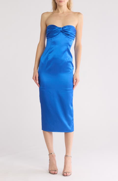 Gilly Strapless Satin Cocktail Dress