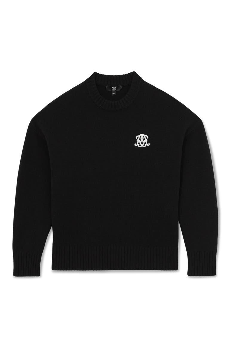 Archibald Embroidered Wool Sweater, Alternate, color, BLACK