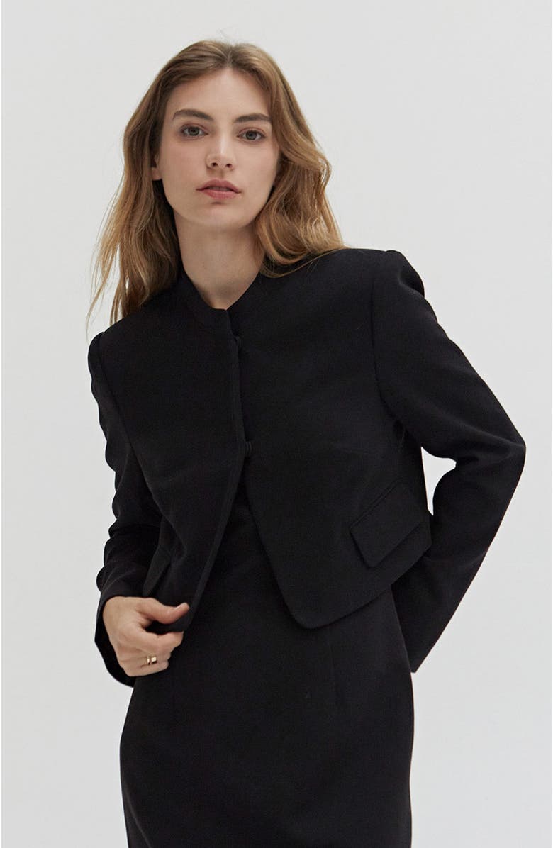 CRESCENT Collarless High Neck Crop Blazer, Main, color, 