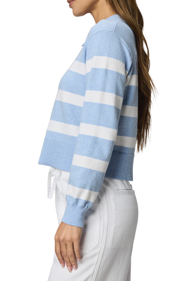 Phoebe Stripe Polo Sweater, Alternate, color, SEA BREEZE BLUE/ WHITE