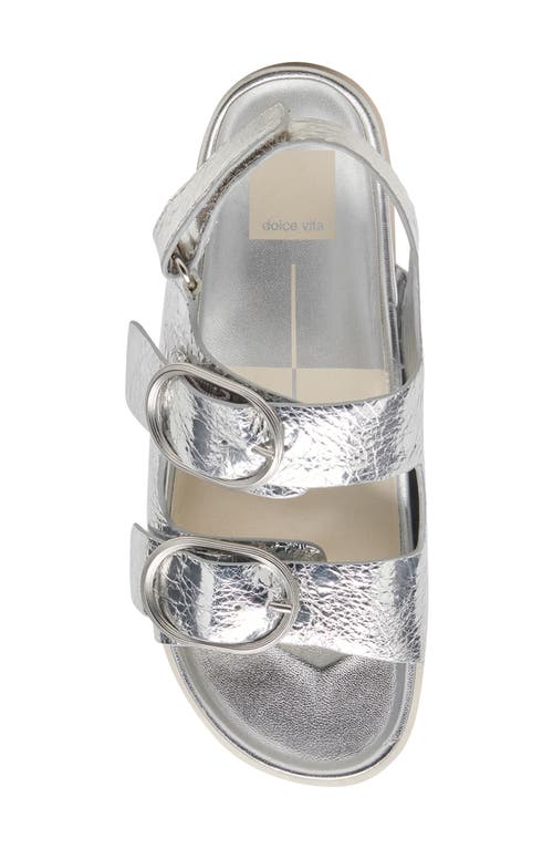 Dolce Vita Starla Platform Sandal In Silver Distressed Leather
