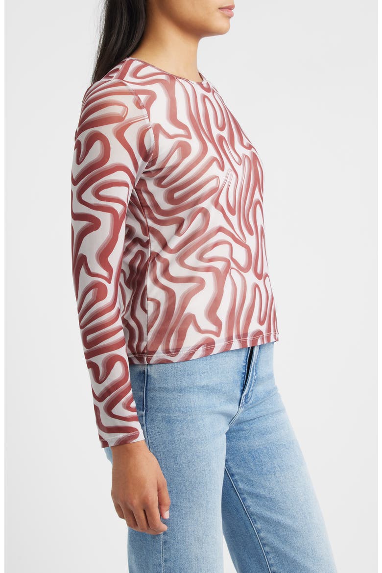 Print Long Sleeve T-Shirt, Alternate, color, BLUSH WINE