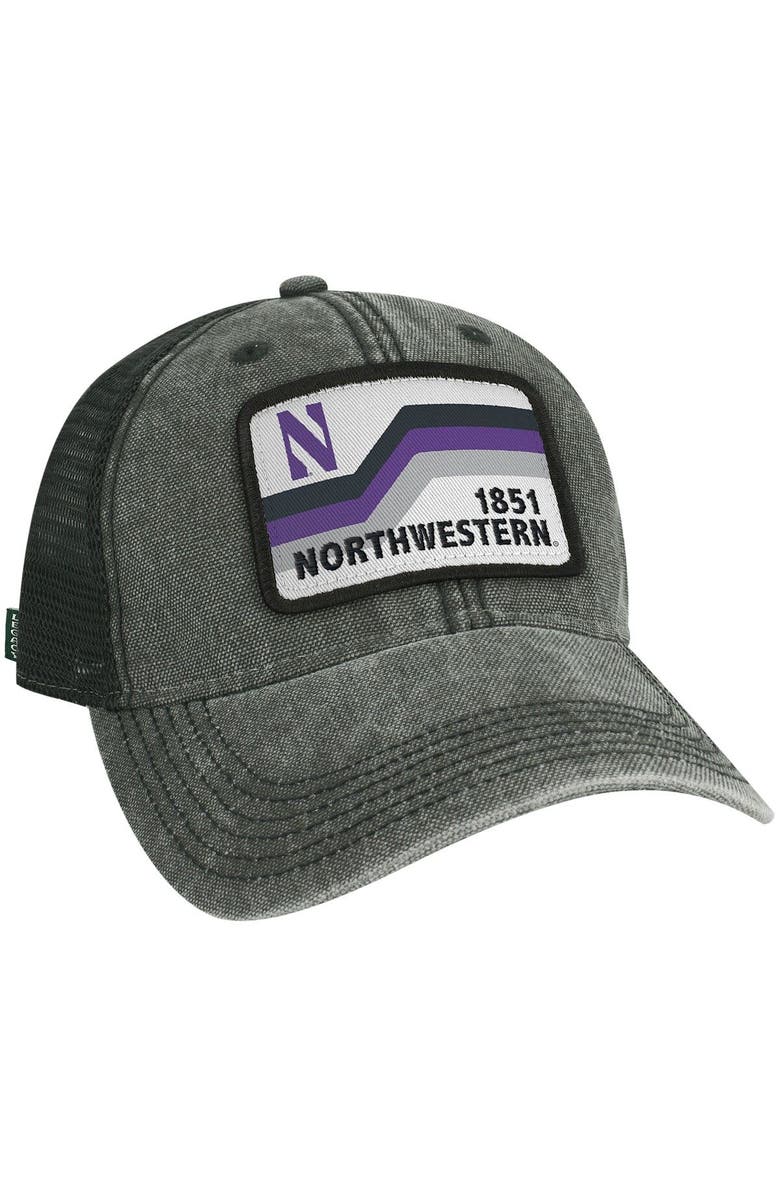 LEGACY ATHLETIC Men's Black Northwestern Wildcats Sun & Bars Dashboard Trucker Snapback Hat, Alternate, color, 