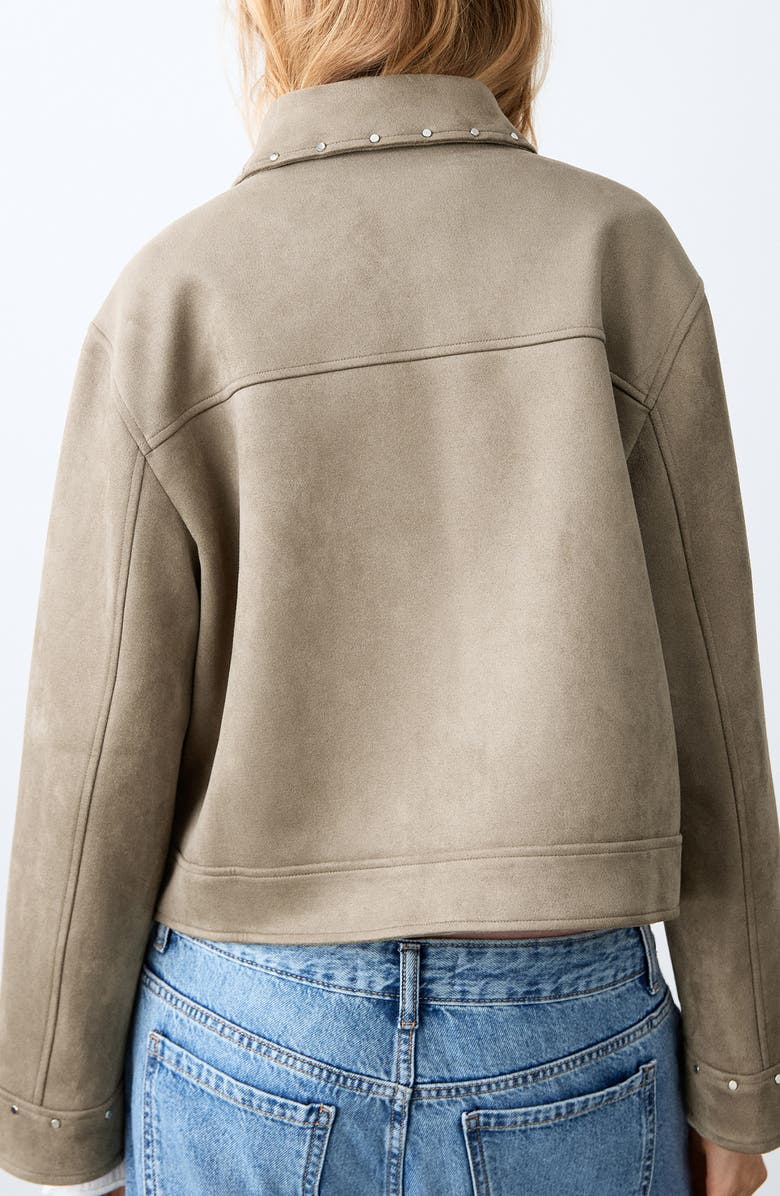 MANGO TEEN Studded Faux Suede Jacket, Alternate, color, 