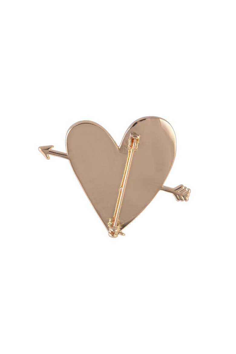 Pink Stone Heart and Arrow Pin, Alternate, color, Red