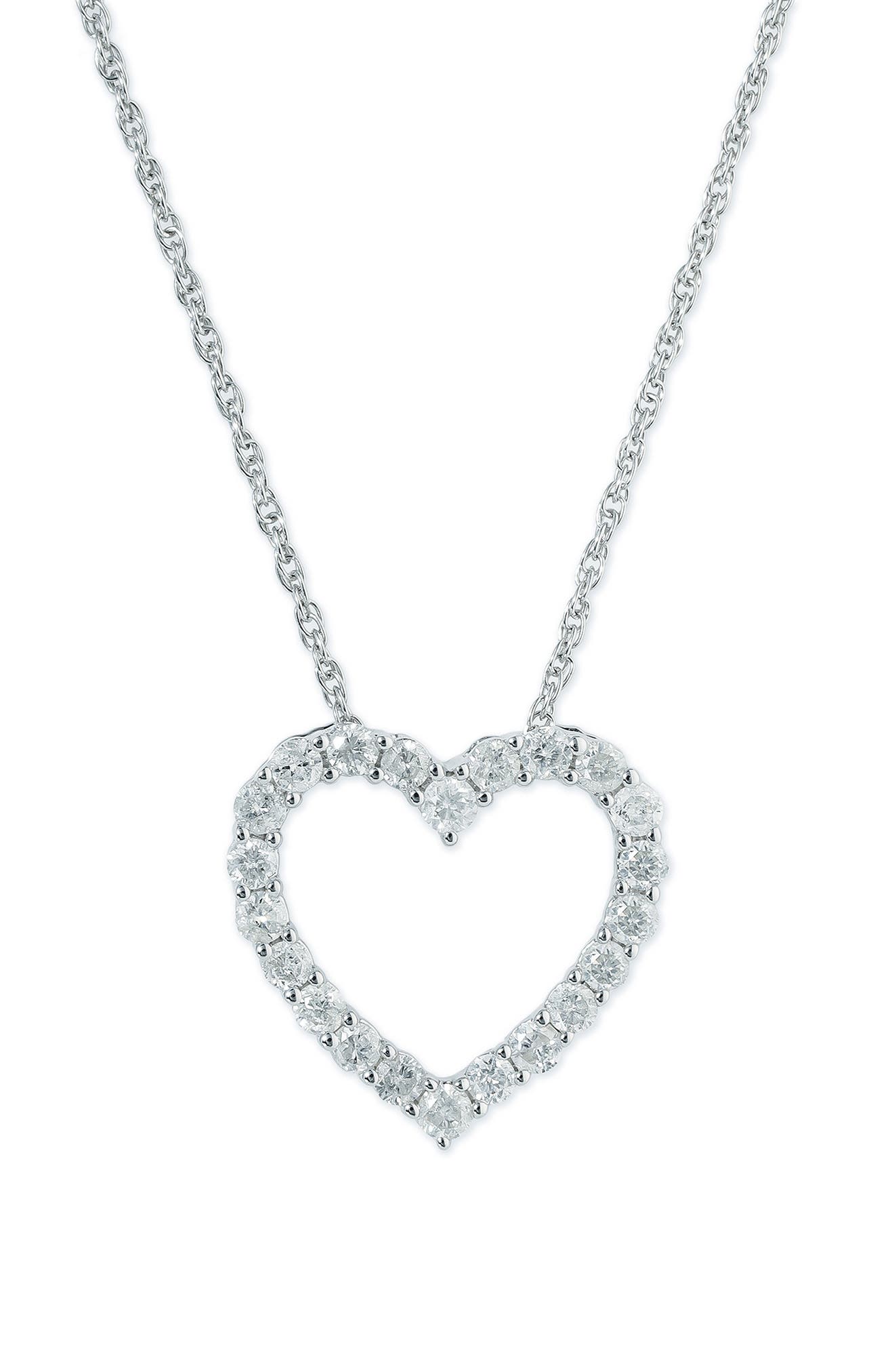 EFFY Sterling Silver Pavé Diamond Heart Pendant Necklace - 0.46 ctw.