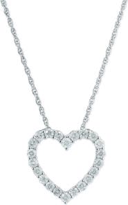 EFFY Sterling Silver Pavé Diamond Heart Pendant Necklace - 0.46 ctw.