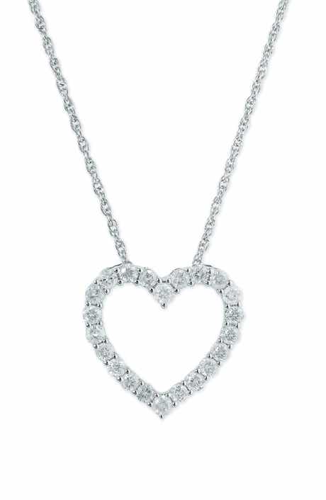EFFY Sterling Silver Pavé Diamond Heart Pendant Necklace - 0.46 ctw.