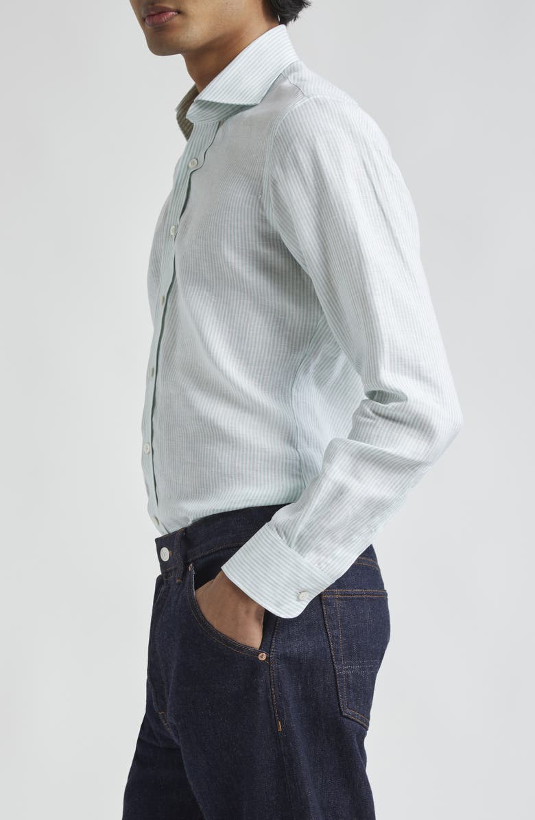 Thom Sweeney Stripe Linen Button-Up Shirt, Alternate, color, 