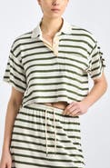 Derek Lam 10 Crosby Indira Stripe Stretch Jersey Crop Polo