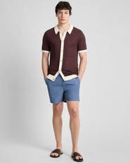 Onia Linen Short Sleeve Button Up Sweater