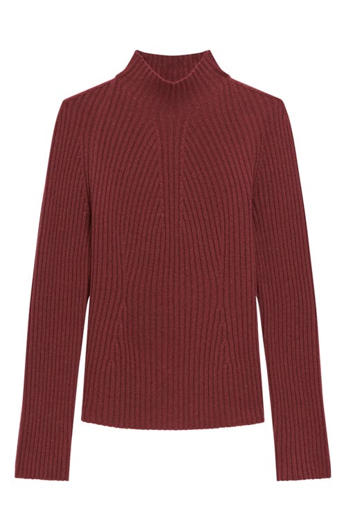 Theory Traveling Mock Neck Rib Cashmere Sweater In Burgundy