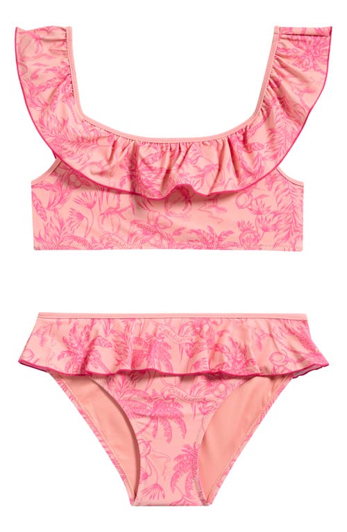 Boardies Kids' Palm Springs Ruffle Two-piece Swimsuit In Peach