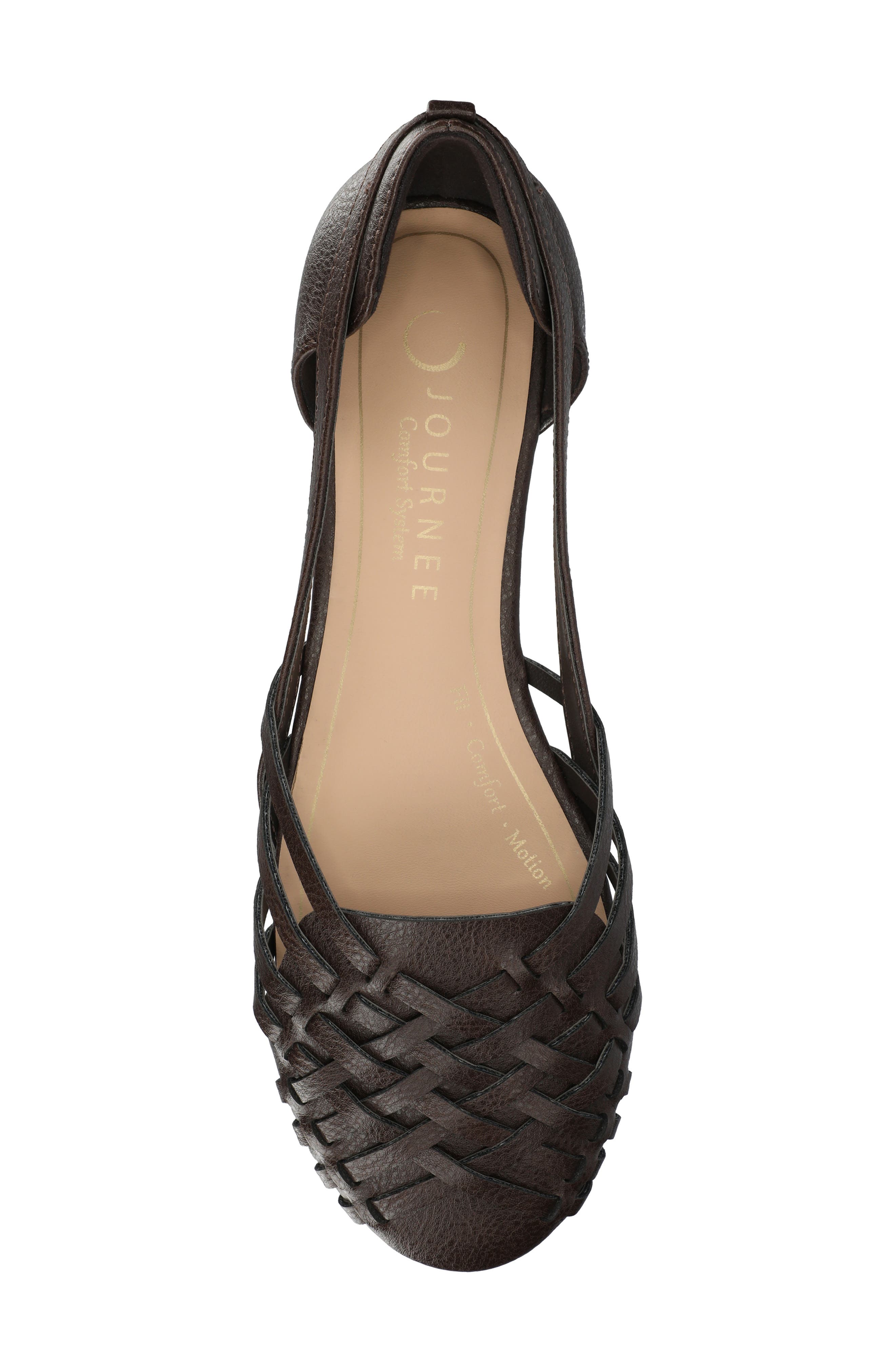 JOURNEE Ekko Weave Flat, Alternate, color, BROWN