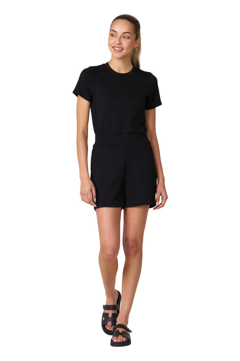 That's a Wrap Scuba Knit Romper, Main, color, Black