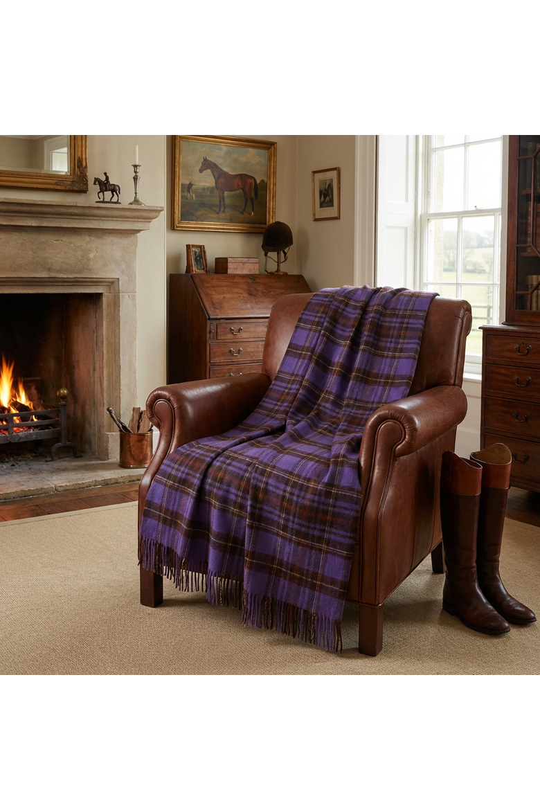 Merino Wool Throw, Alternate, color, Equestrian Tartan