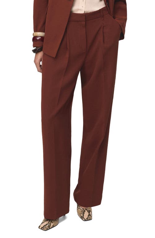 Mango Modal Blend Straight Leg Pants In Brown