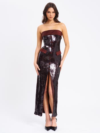 Qadira Sequin Maxi Pencil Dress