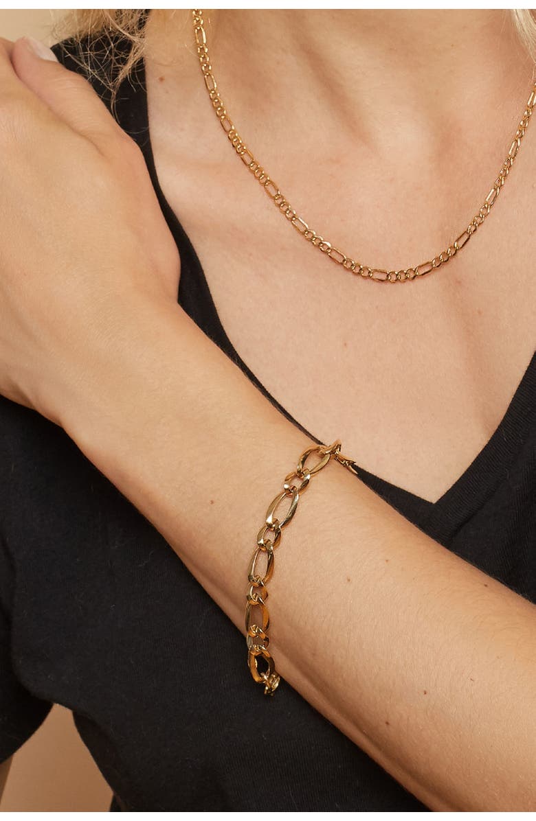 Oradina 14K Yellow Gold 1956 Alternating Link Bracelet, Alternate, color, 