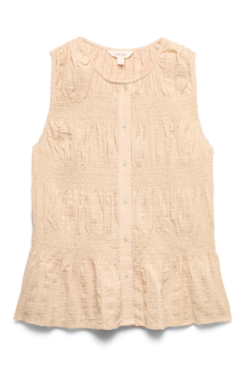 Shirred Button Top, Alternate, color, ECRU BROWN