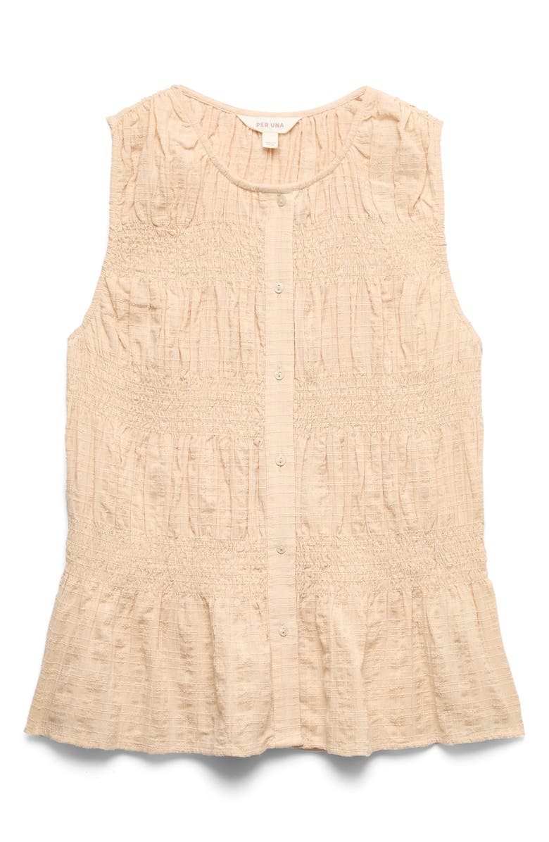 PER UNA BY M&S Shirred Button Top, Main, color, Ecru Brown