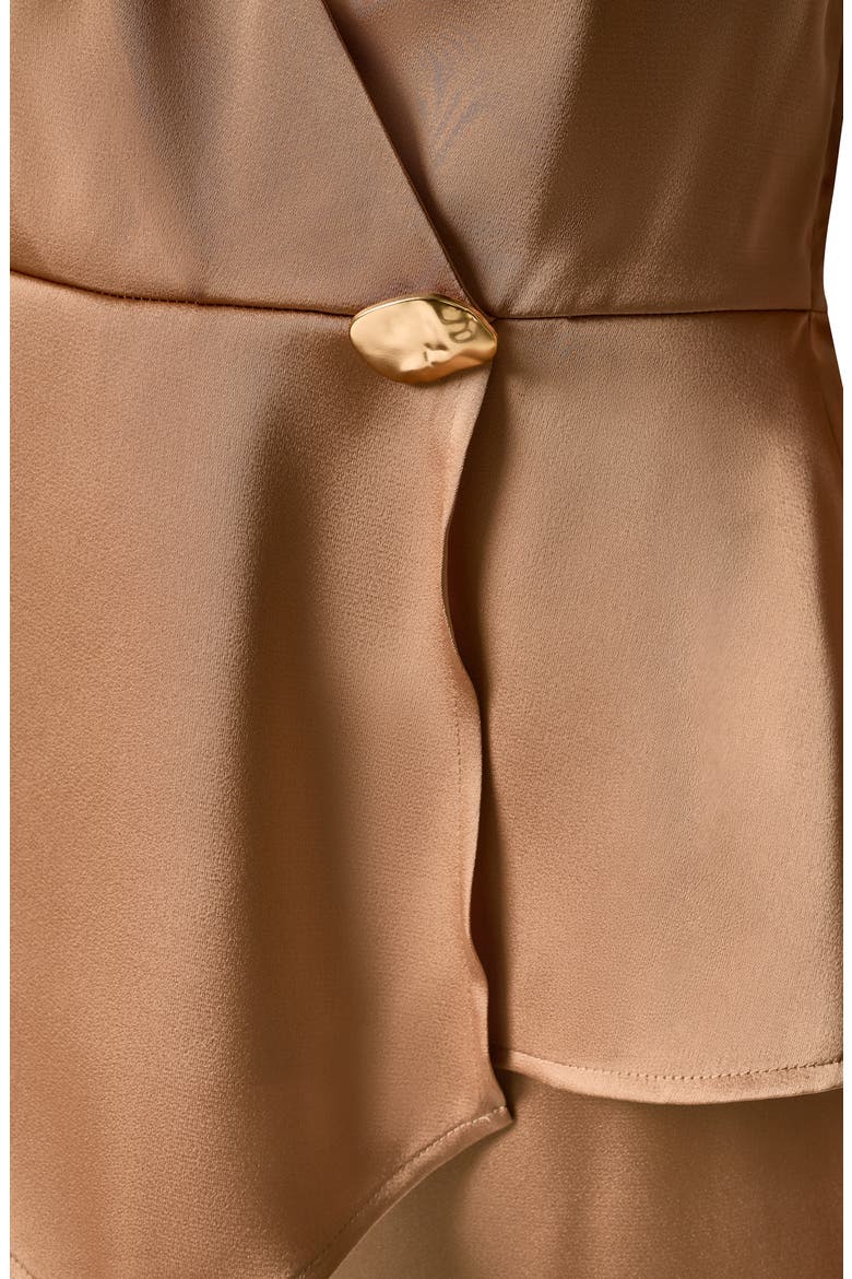 Sleeveless Faux Wrap Satin Top, Alternate, color, FAWN