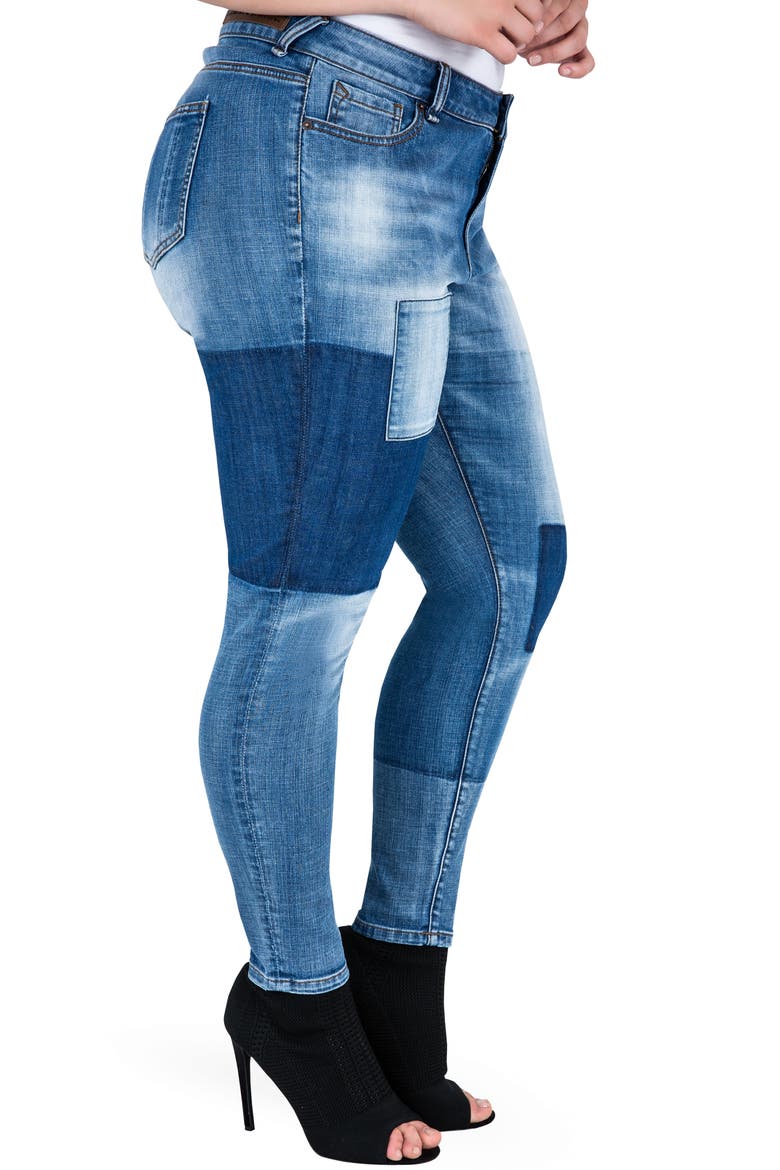 Isabel Colorblock Skinny Jeans, Alternate, color, PERIWINKLE