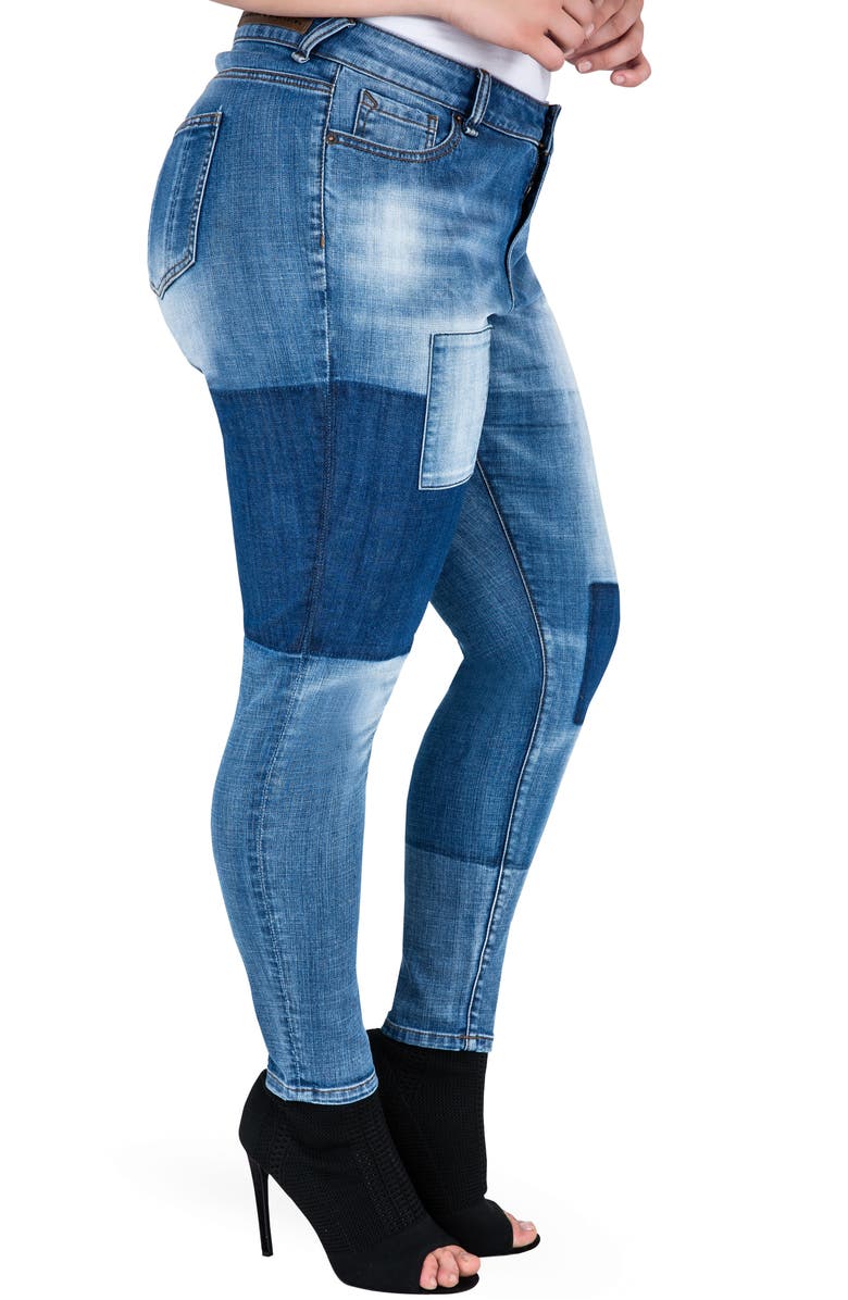 Standards & Practices Isabel Colorblock Skinny Jeans, Alternate, color, Periwinkle