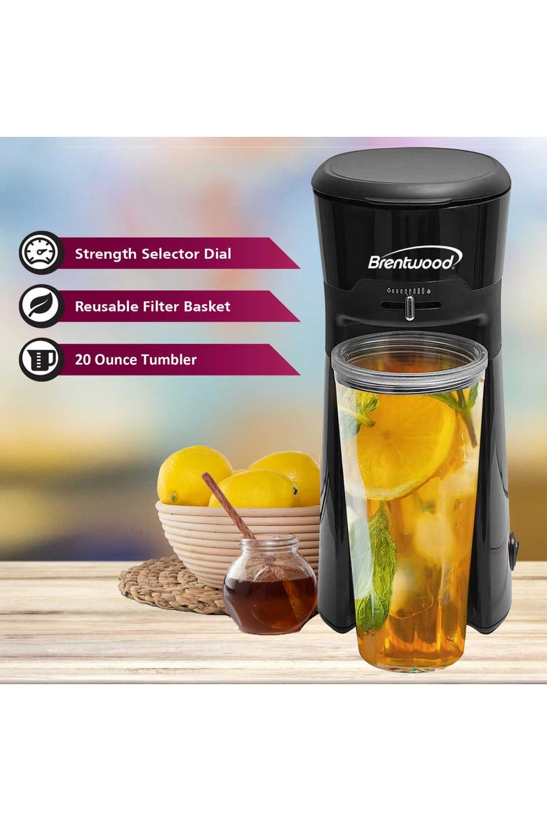 Single Serve Iced Coffee Tea Maker w/20 Oz Tumbler, Alternate, color, Black