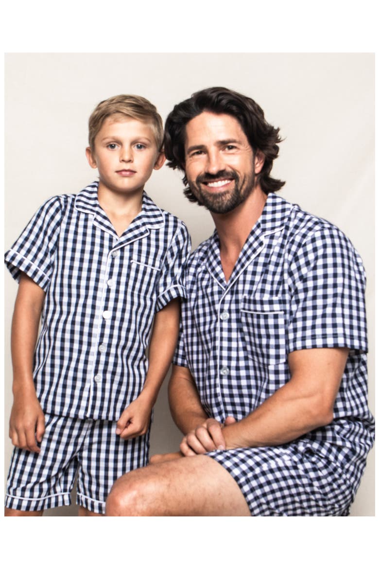 Kids' Gingham Two-Piece Short Pajamas, Alternate, color, NAVY