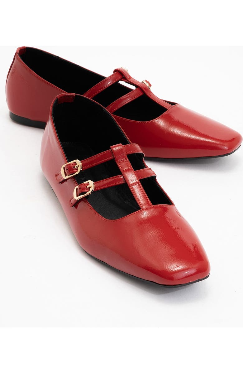 Forever & Always Shoes Starling Leather Mary Jane Flats, Alternate, color, Red Patent Leather