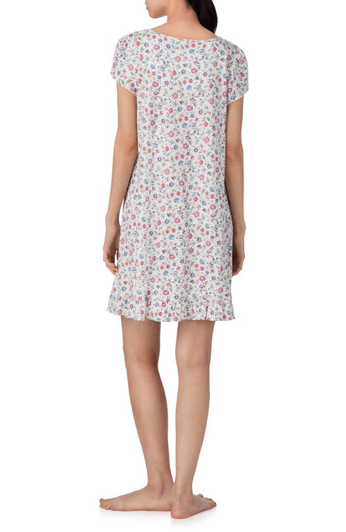 Ralph Lauren Lauren  Monogram Short Sleeve Nightgown In Multi