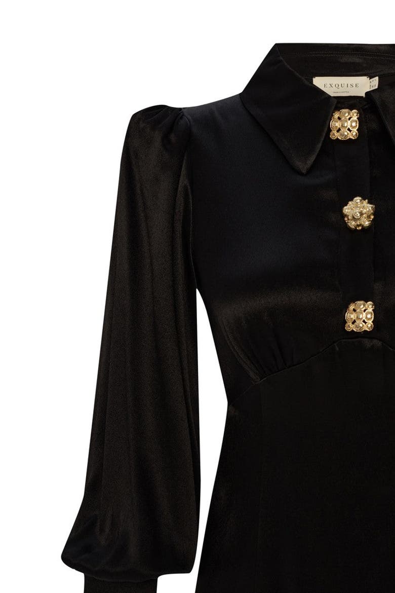 Alivia Midi Dress, Alternate, color, BLACK