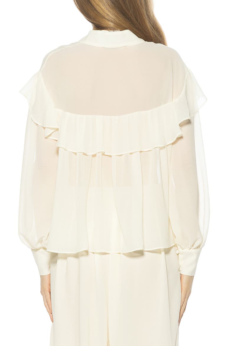 Solace Ruffle Long Sleeve Button-Up Top, Alternate, color, IVORY