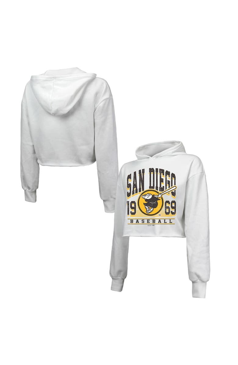 Majestic Threads Women's Majestic Threads White San Diego Padres Cropped Have A Field Day Tri-Blend Hoodie, Alternate, color, White