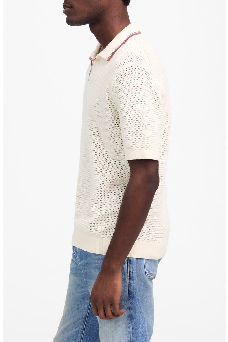 Contrast Stitch Johnny Collar Sweater Polo, Alternate, color, VINTAGE IVORY